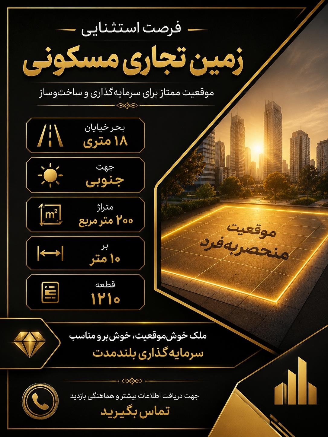 زمین تجاری باغ عمران