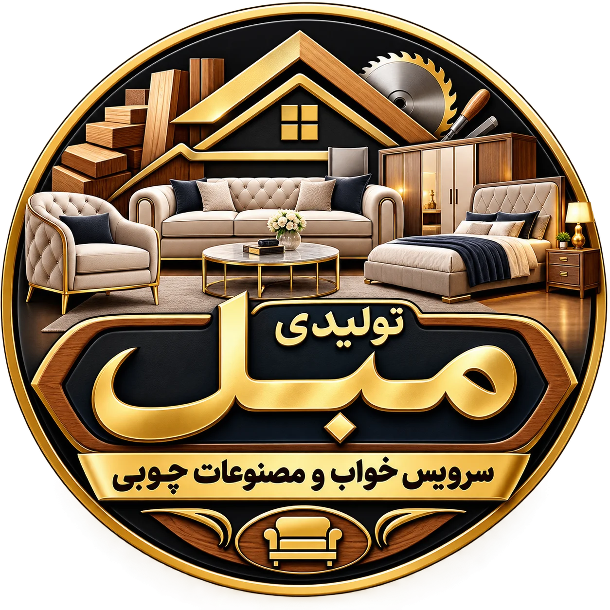 لوگو تولیدی مبل؛سرویس خواب؛مصنوعات چوبی رستگار