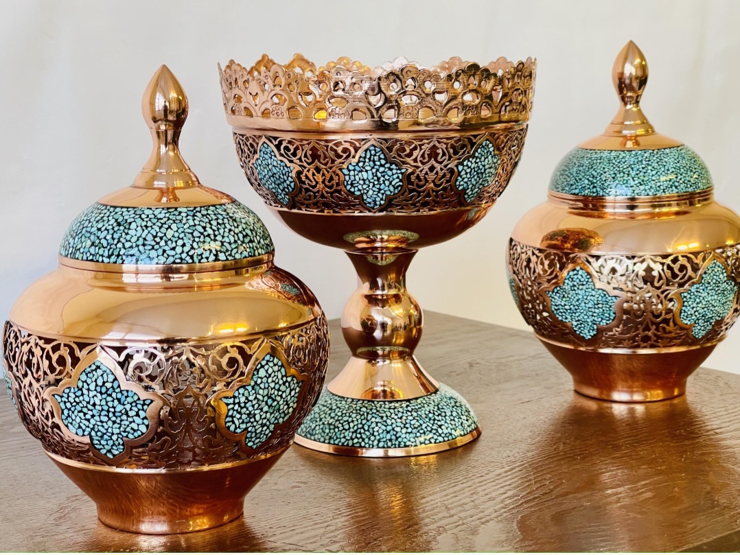 ست قندان و آجیل خوری فیروزه کوبی